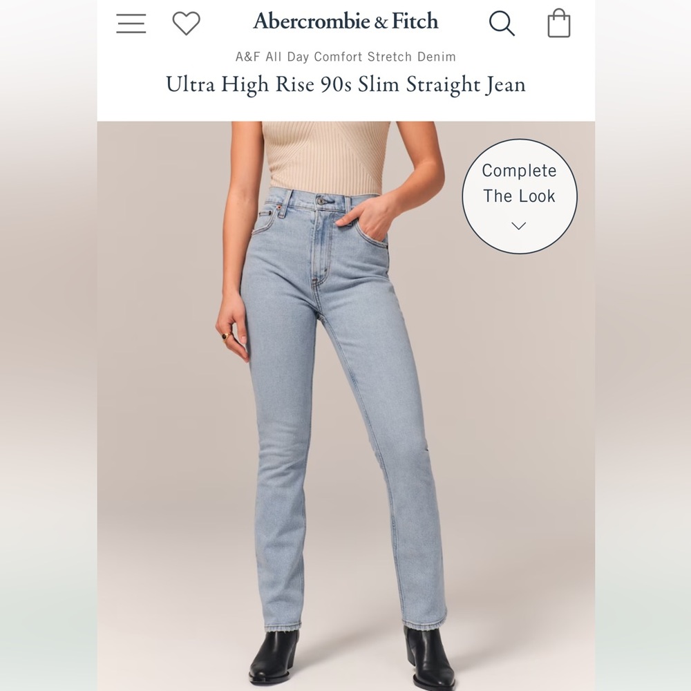 Abercrombie ultra high rise 90s slim straight jeans NWT size 26 R